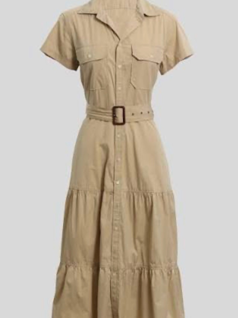 Ralph Lauren Cream Button-Front Maxi Shirt Dress with Belt